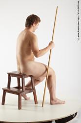 Nude Man White Sitting poses - simple Average Short Brown Sitting poses - ALL Realistic